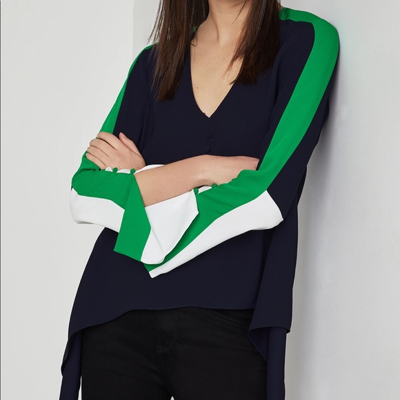 BCBG MAXAZRIA Asymmetric Colorblocked Top - Picture 2 of 6